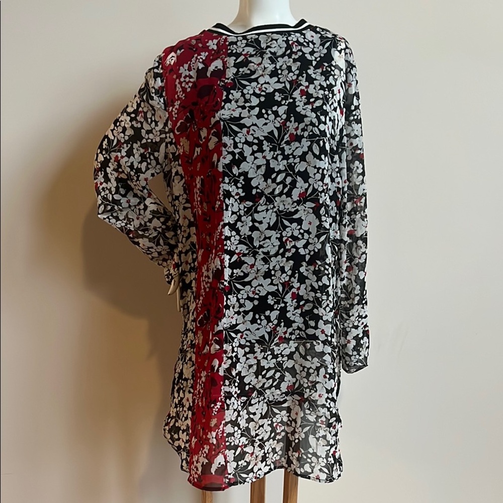 Calvin Klein Black White and Red Floral Tunic